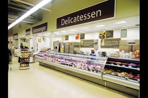 The food hall at the rear of the store boasts various shop-in-shops and is a saving grace